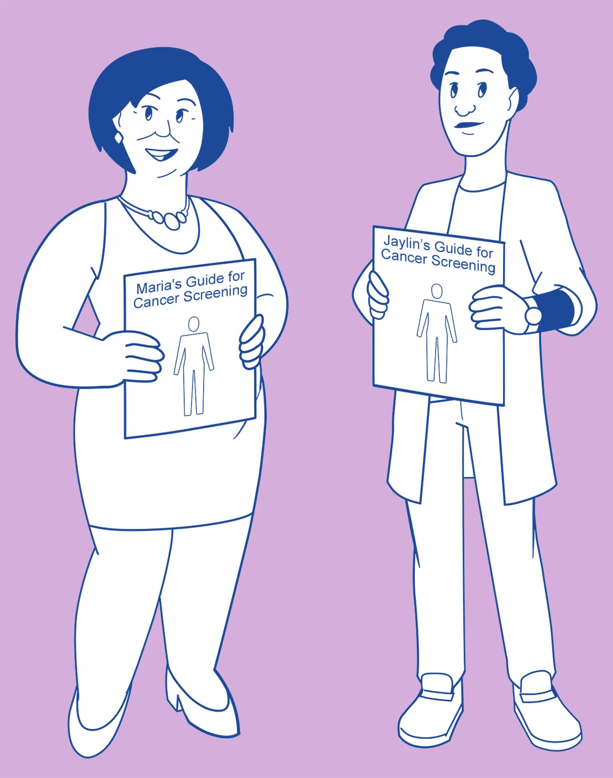 Two people holding their personalized guides